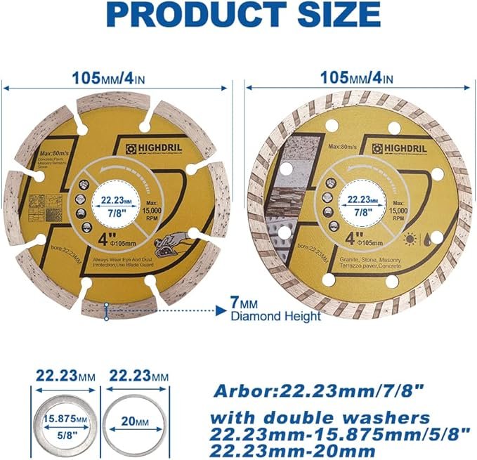 105MM GENERAL PURPOSE DIAMOND DISC 3 61WD5hoba L. AC SX679